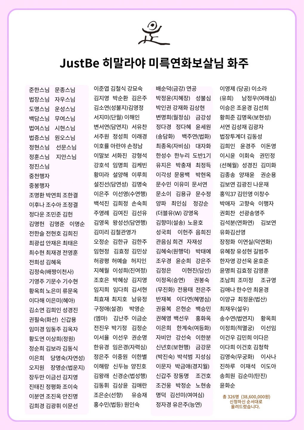 미륵연화보살님 화주 동참자 목록